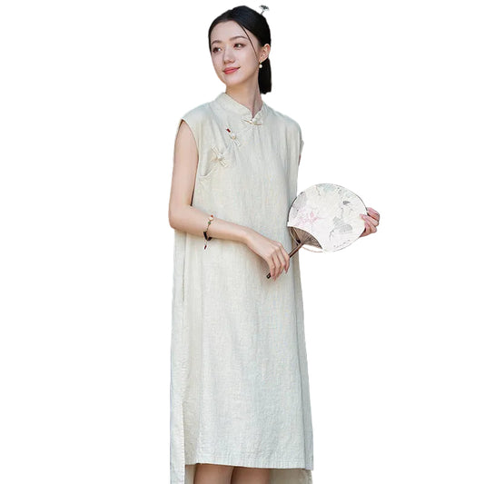 Cotton Linen Qipao Dress
