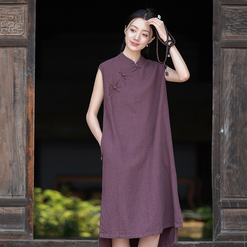 Cotton Linen Qipao Dress
