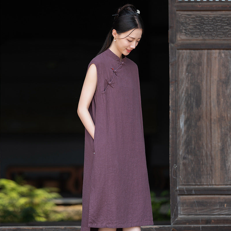 Cotton Linen Qipao Dress