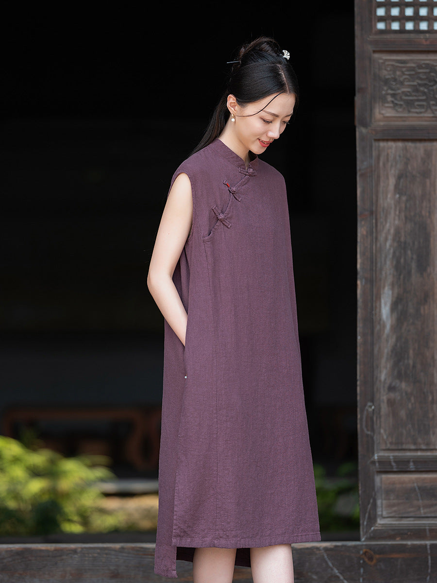 Cotton Linen Qipao Dress