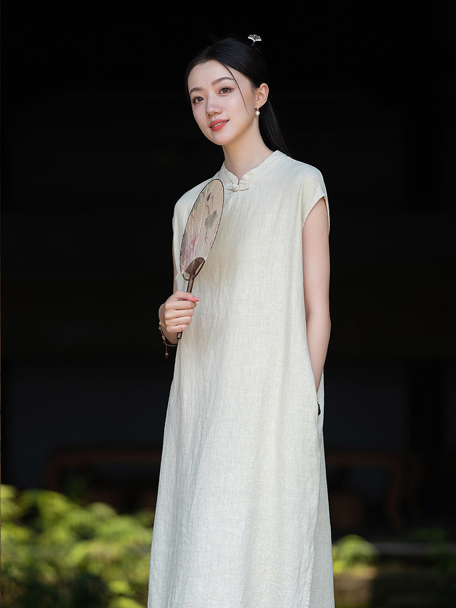 Cotton Linen Qipao Dress