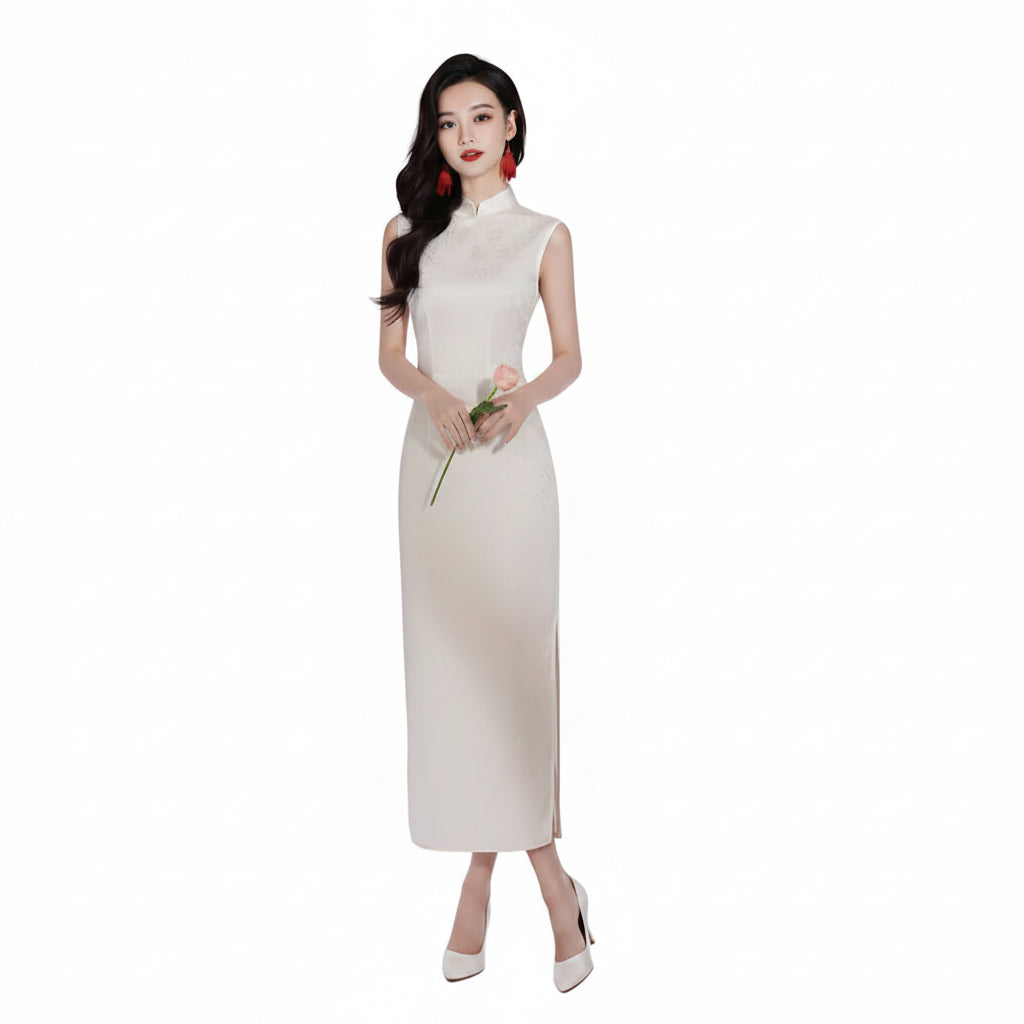 Sleeveless Jacquard Qipao Dress